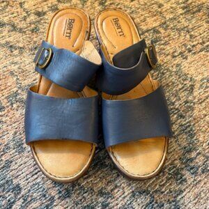 Born Blue Leather Heeled Sandals | Women’s 10M | 2.75” Heel